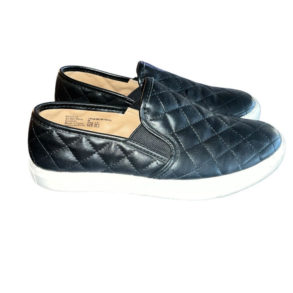Mountain Sole Women's Slip On Black Sneaker Cushioned Comfort Quilted Size 7.5